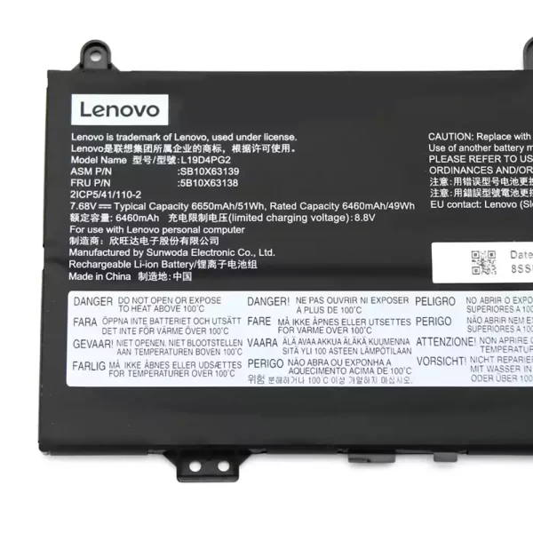 Laptop akku für LENOVO L19D4PG2 – Bild 3