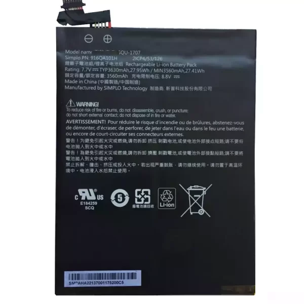 Laptop akku für Hasee SQU-1707 916QA101H