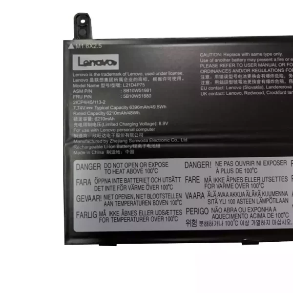 Laptop akku für LENOVO L21D4P75 5B10W51880 SB10W51981 – Bild 2