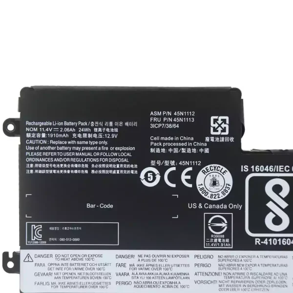 Laptop akku für LENOVO 45N1112 45N1113 – Bild 3