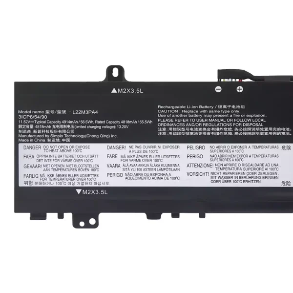 Laptop akku für LENOVO L22M3PA4 L22B3PA4 L22C3PA4 L22B3PA3 L22C3PA3 L22M3PA3 – Bild 3