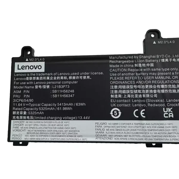 Laptop akku für LENOVO L21B3P73 SB10W52010 5B10W51909 – Bild 3