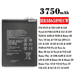 Akku HB386589ECW für HUAWEI P10 PLUS /Nova3 / Honor 8X / View 10 Lite / P10 Pro / Nova 3a / Mate 20 Lite / Nova4 / Honor 8A / Honor 20 / Honor View 10 / Nova 5T